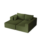 Corduroy L-Shaped Modular Sectional Sofa with Chaise, 4-Seat, Dark Grey / Green / Reddish Brown / Beige