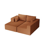 Corduroy L-Shaped Modular Sectional Sofa with Chaise, 4-Seat, Dark Grey / Green / Reddish Brown / Beige