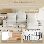 Beige L-Shaped 3-Seat Sofa with Storage, Fabric Upholstery