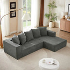 Blue/Grey Chenille Right L-Shaped Sectional Sofa, 2-Piece, 2-3 Seater