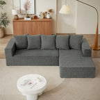 Blue/Grey Chenille Right L-Shaped Sectional Sofa, 2-Piece, 2-3 Seater