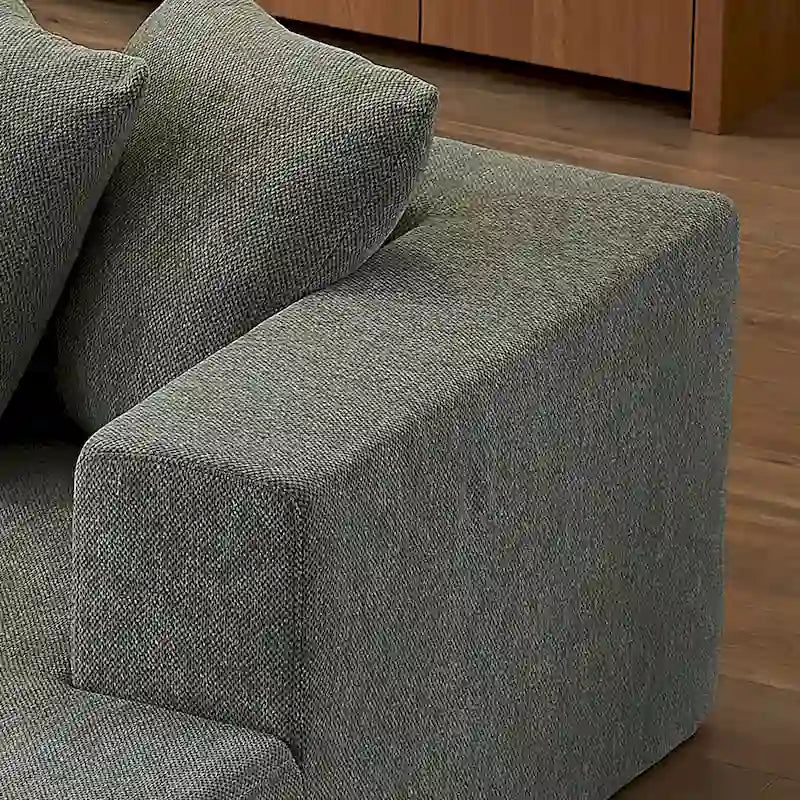 Blue/Grey Chenille Right L-Shaped Sectional Sofa, 2-Piece, 2-3 Seater