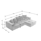 Blue/Grey Chenille Right L-Shaped Sectional Sofa, 2-Piece, 2-3 Seater