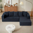 Blue/Grey Chenille Right L-Shaped Sectional Sofa, 2-Piece, 2-3 Seater