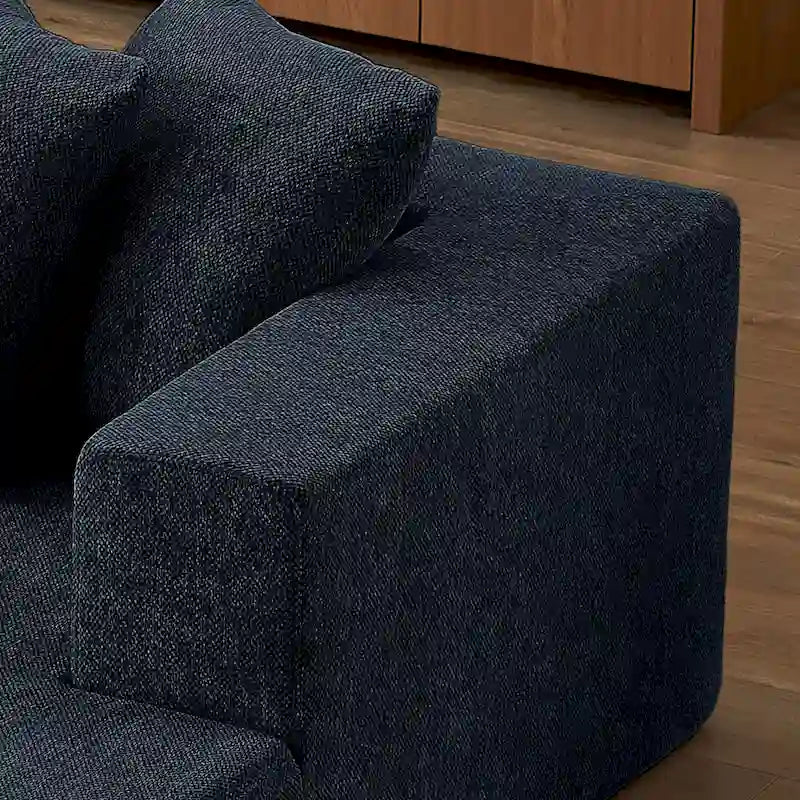 Blue/Grey Chenille Right L-Shaped Sectional Sofa, 2-Piece, 2-3 Seater