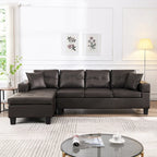 Dark Brown L-Shaped Sectional Sofa with Chaise, 4-Seat