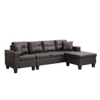 Dark Brown L-Shaped Sectional Sofa with Chaise, 4-Seat