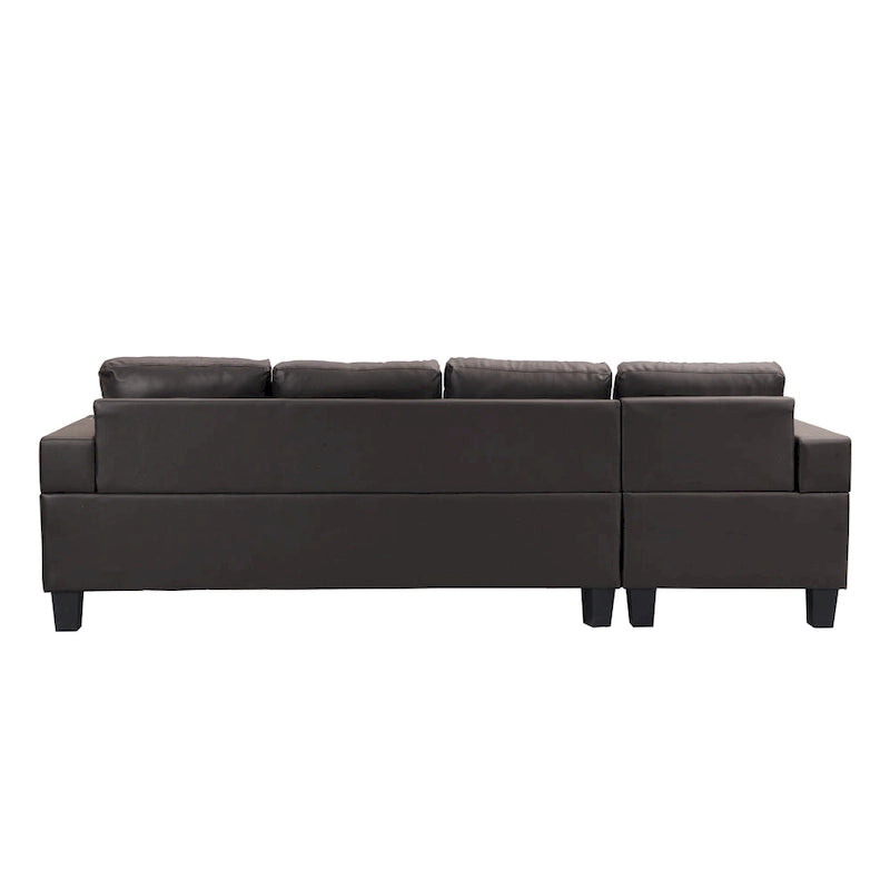 Dark Brown L-Shaped Sectional Sofa with Chaise, 4-Seat