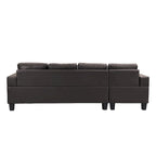 Dark Brown L-Shaped Sectional Sofa with Chaise, 4-Seat