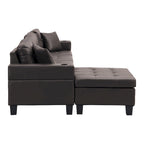 Dark Brown L-Shaped Sectional Sofa with Chaise, 4-Seat