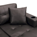 Dark Brown L-Shaped Sectional Sofa with Chaise, 4-Seat