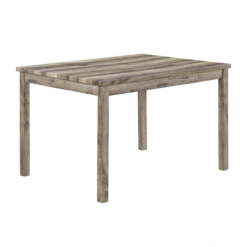 Rustic 5-Piece Dining Set, Rectangular Table & 4 Upholstered Chairs, Seats 4, Antique Yellow+Gray / Black+Gray