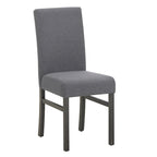 Rustic 5-Piece Dining Set, Rectangular Table & 4 Upholstered Chairs, Seats 4, Antique Yellow+Gray / Black+Gray