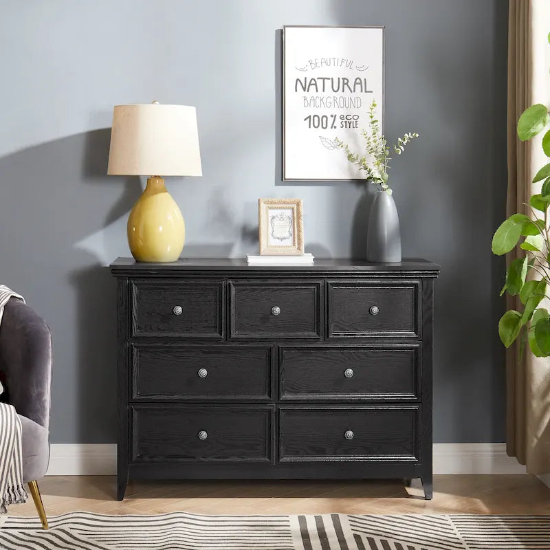Black / White 7-Drawer Dresser, 1-Person Storage Chest
