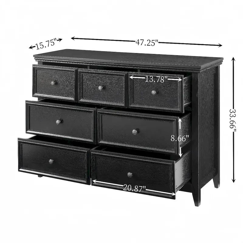 Black / White 7-Drawer Dresser, 1-Person Storage Chest