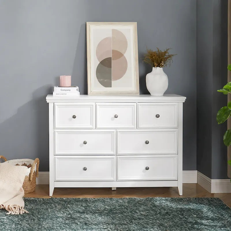 Black / White 7-Drawer Dresser, 1-Person Storage Chest