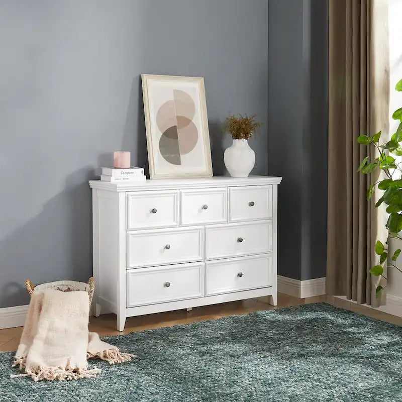 Black / White 7-Drawer Dresser, 1-Person Storage Chest