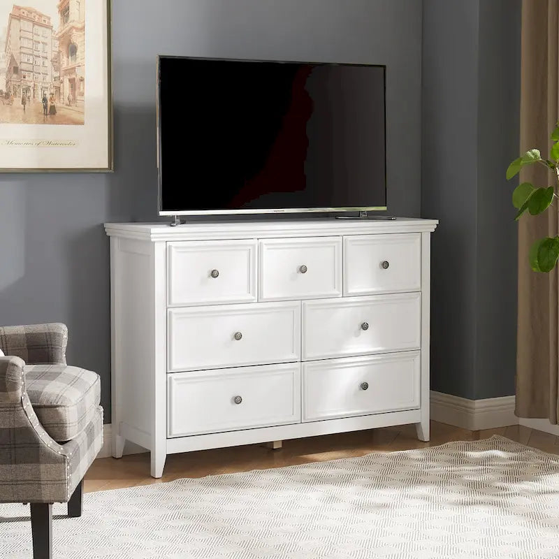 Black / White 7-Drawer Dresser, 1-Person Storage Chest