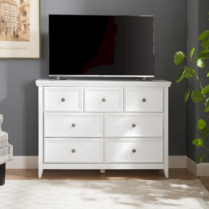 Black / White 7-Drawer Dresser, 1-Person Storage Chest