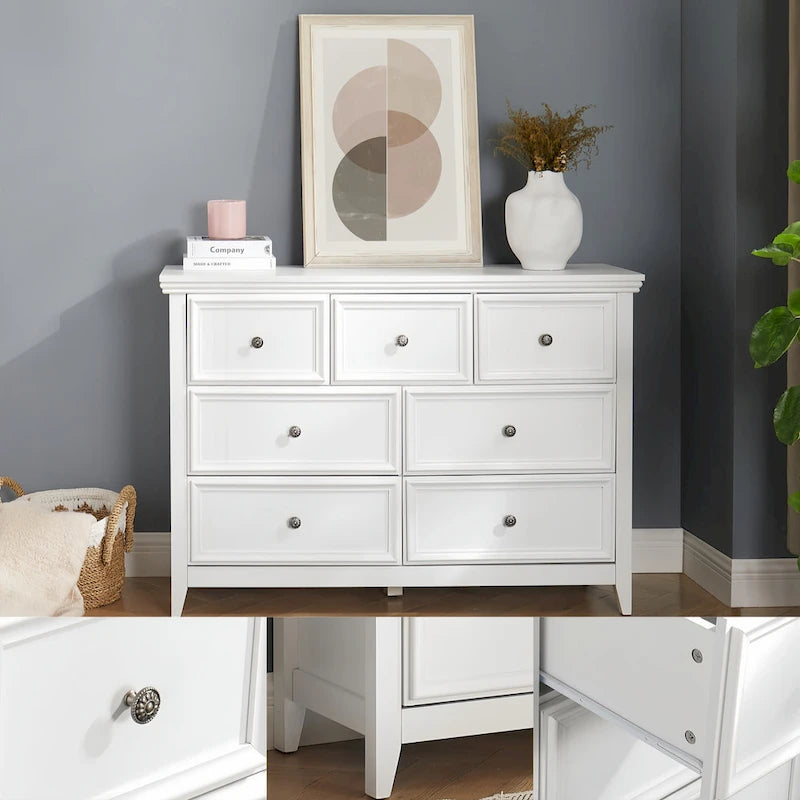 Black / White 7-Drawer Dresser, 1-Person Storage Chest