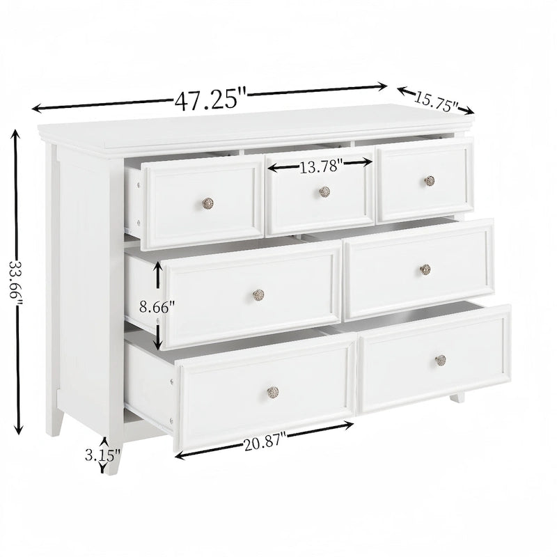 Black / White 7-Drawer Dresser, 1-Person Storage Chest