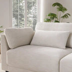 Beige/Gray Chenille L-Shaped Sectional Sofa with Storage Console & USB, 4-Seater