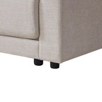 Beige/Gray Chenille L-Shaped Sectional Sofa with Storage Console & USB, 4-Seater