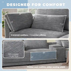 Beige/Gray Chenille L-Shaped Sectional Sofa with Storage Console & USB, 4-Seater