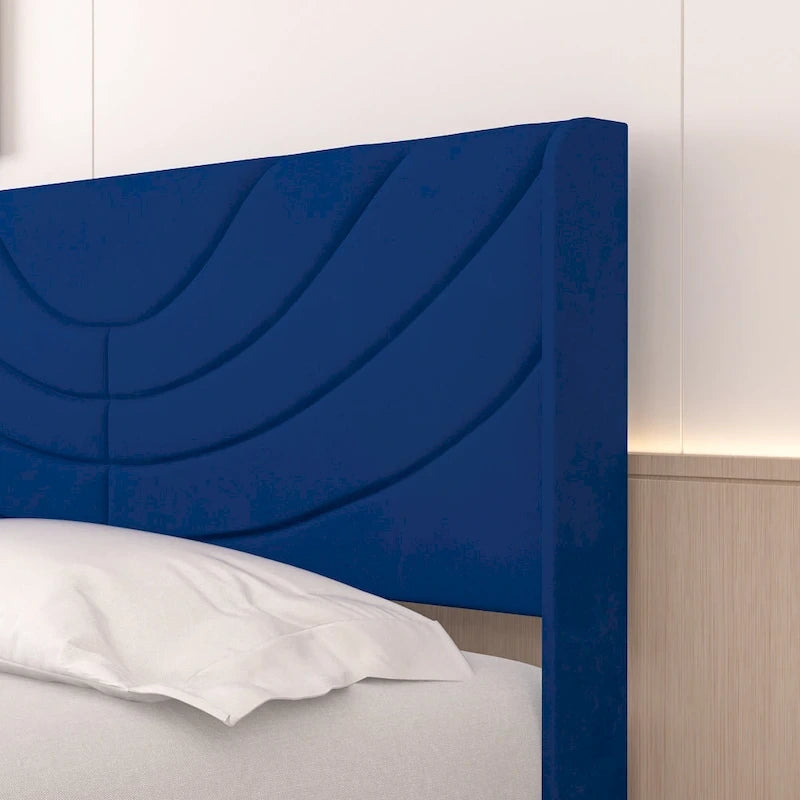 Pink/Blue Velvet Upholstered Bed Frame with Headboard & 4 Storage Drawers, Full/Queen, for 1-2