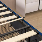 Pink/Blue Velvet Upholstered Bed Frame with Headboard & 4 Storage Drawers, Full/Queen, for 1-2