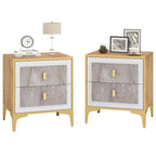 White & Gold Faux Marble Nightstand with Drawer & Shelf, 1 or 2 PCS