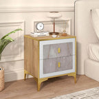 White & Gold Faux Marble Nightstand with Drawer & Shelf, 1 or 2 PCS