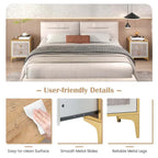 White & Gold Faux Marble Nightstand with Drawer & Shelf, 1 or 2 PCS