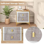 White & Gold Faux Marble Nightstand with Drawer & Shelf, 1 or 2 PCS
