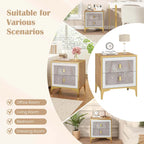 White & Gold Faux Marble Nightstand with Drawer & Shelf, 1 or 2 PCS