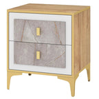 White & Gold Faux Marble Nightstand with Drawer & Shelf, 1 or 2 PCS