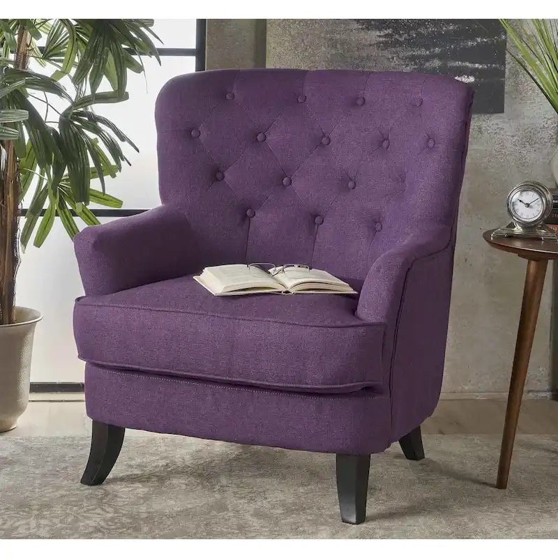 Tufted Club Chair, Single Seat – Charcoal / Red / Navy Blue / Purple