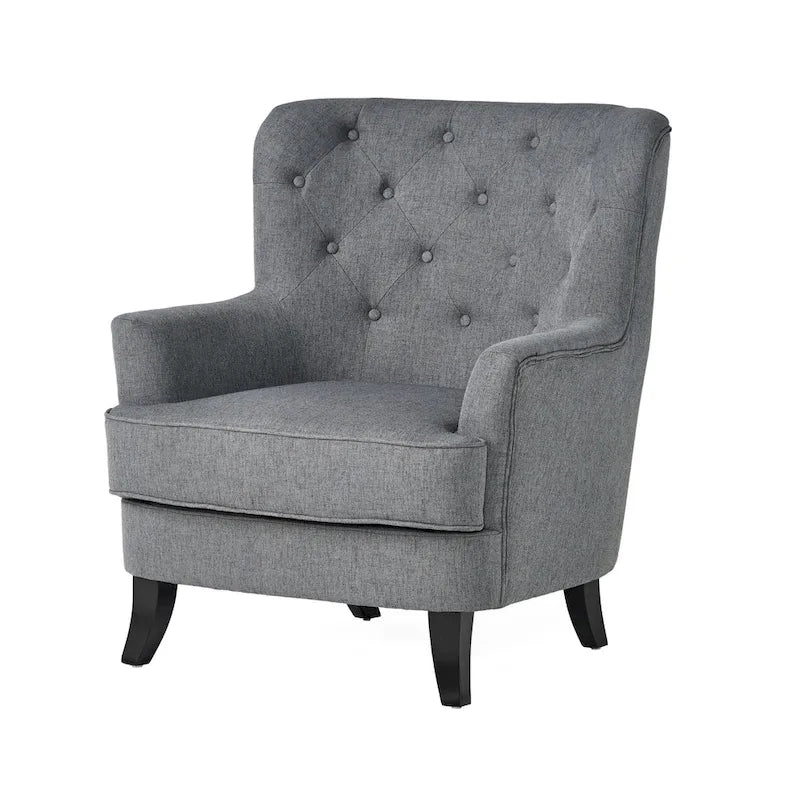 Tufted Club Chair, Single Seat – Charcoal / Red / Navy Blue / Purple
