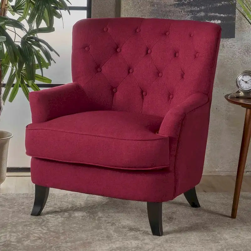 Tufted Club Chair, Single Seat – Charcoal / Red / Navy Blue / Purple