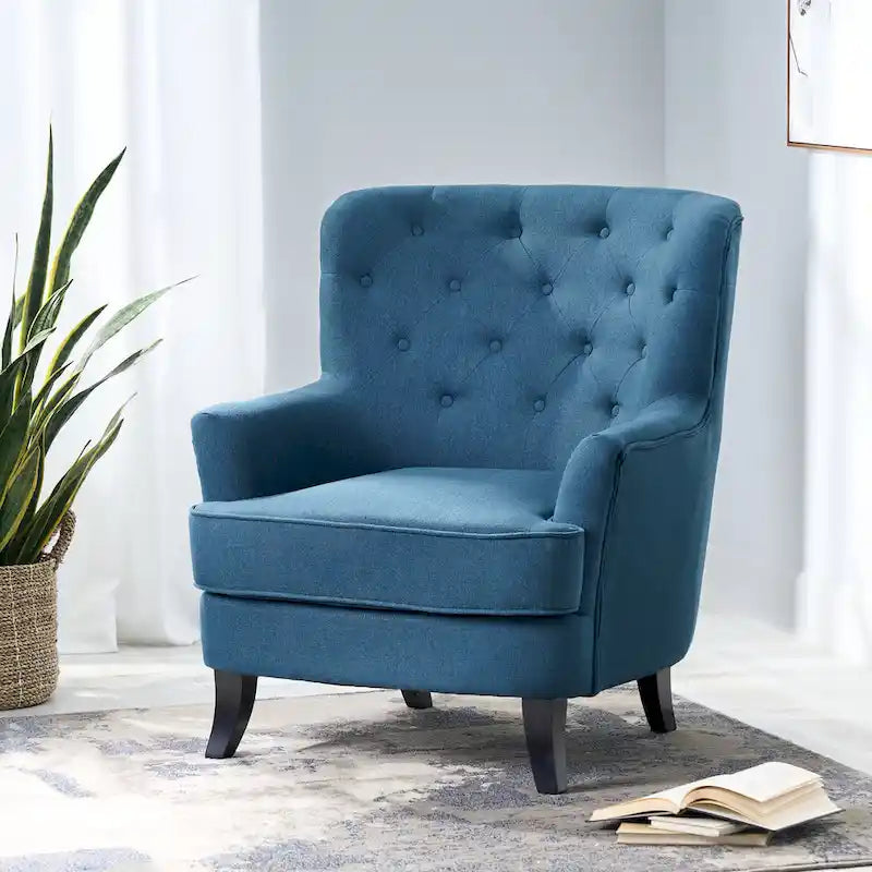 Tufted Club Chair, Single Seat – Charcoal / Red / Navy Blue / Purple