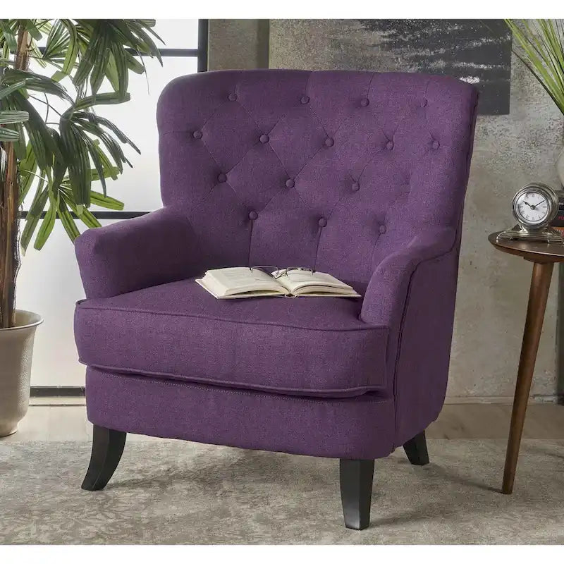 Tufted Club Chair, Single Seat – Charcoal / Red / Navy Blue / Purple