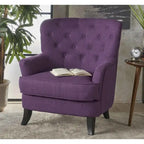 Tufted Club Chair, Single Seat – Charcoal / Red / Navy Blue / Purple