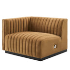 Black Channel Tufted Velvet 3-Seater Sofa, 4-Piece