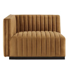 Black Channel Tufted Velvet 3-Seater Sofa, 4-Piece
