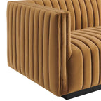 Black Channel Tufted Velvet 3-Seater Sofa, 4-Piece
