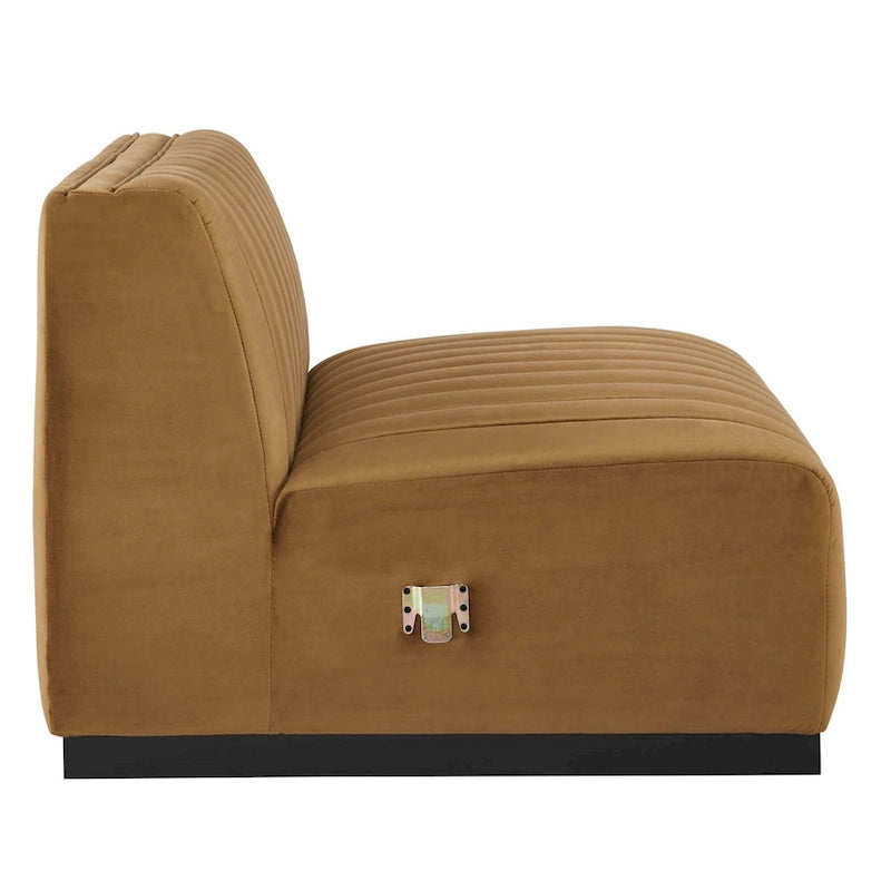 Black Channel Tufted Velvet 3-Seater Sofa, 4-Piece