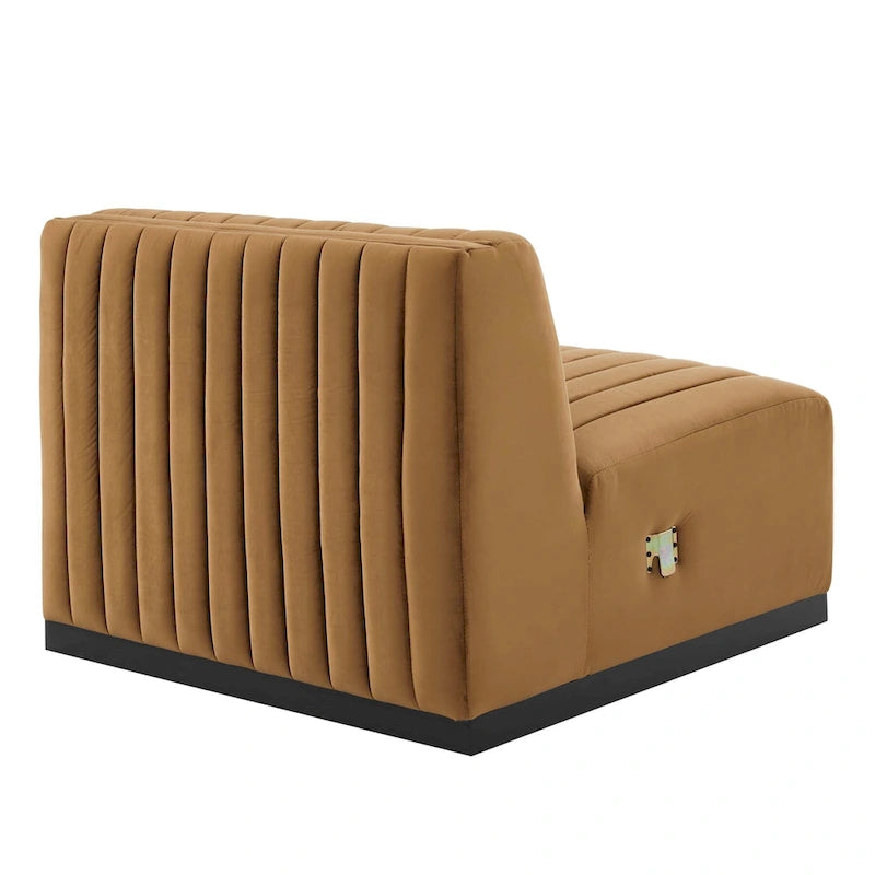 Black Channel Tufted Velvet 3-Seater Sofa, 4-Piece