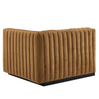 Black Channel Tufted Velvet 3-Seater Sofa, 4-Piece