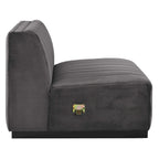 Black Channel Tufted Velvet 3-Seater Sofa, 4-Piece