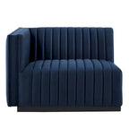 Black Channel Tufted Velvet 3-Seater Sofa, 4-Piece